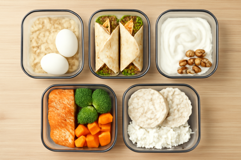 Meal prep recepten voor spieropbouw: dagmenu met 180g eiwit in 5 maaltijden